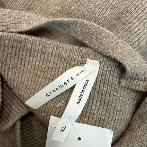 Dreamers beige knit wrap V-neck long sleeve bodycon midi sweater dress XL NWOT - Picture 7 of 12